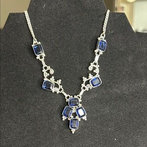 Elegant Silver and Blue Gemstone Necklace